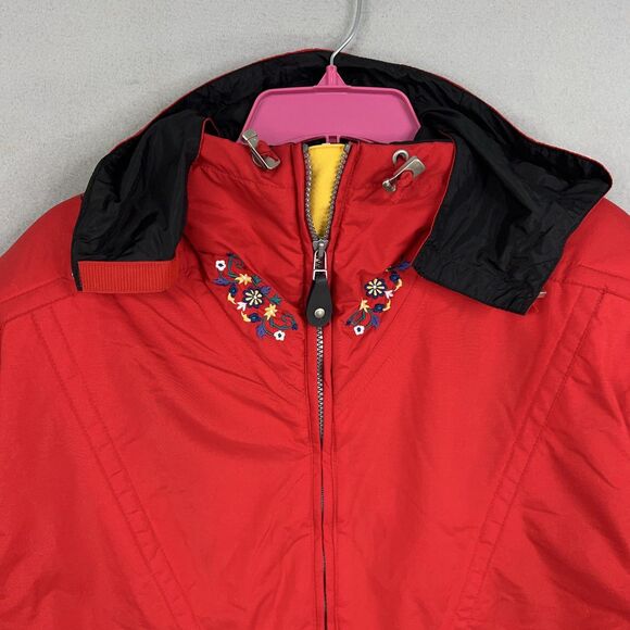 Obermeyer Jacket Womens Small Red Alpine Embroidered Ski Snow Mountain Retro 90s - Picture 2 of 16
